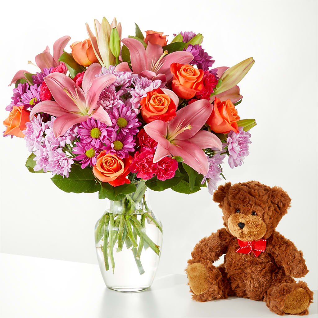 One and Only Bouquet and Bear Bundle – Country Cottage Floral Creations, Conroe TX