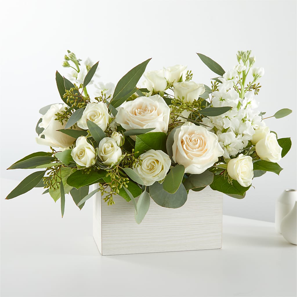 Fresh Linen Box Bouquet – Country Cottage Floral Creations, Conroe TX