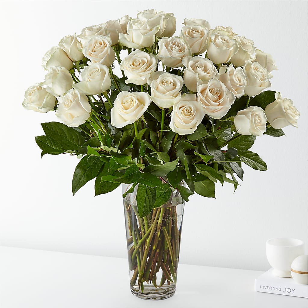 Long Stem White Rose Bouquet – Country Cottage Floral Creations, Conroe TX
