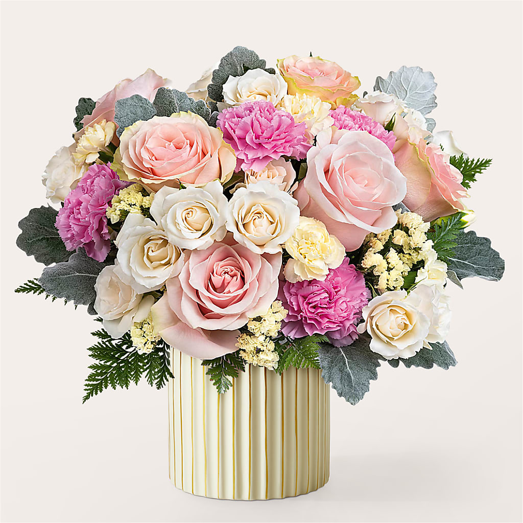 Blissful Moments Bouquet with Ivory Vase – Country Cottage Floral Creations, Conroe TX