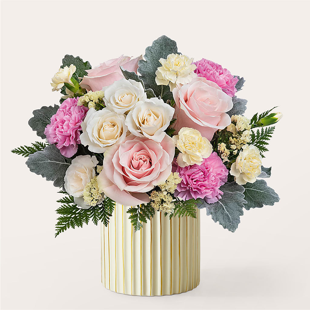 Blissful Moments Bouquet with Ivory Vase – Country Cottage Floral Creations, Conroe TX