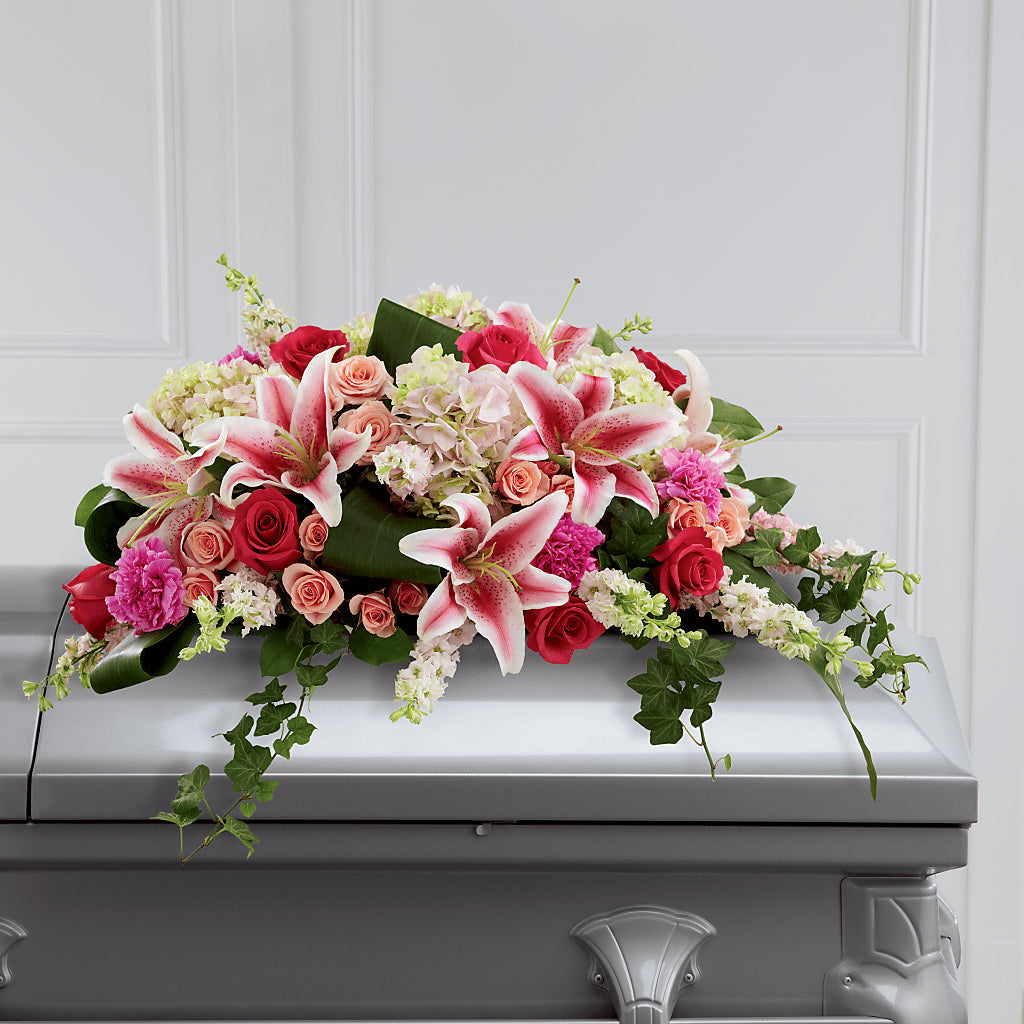 Splendid Grace Casket Spray – Country Cottage Floral Creations, Conroe TX