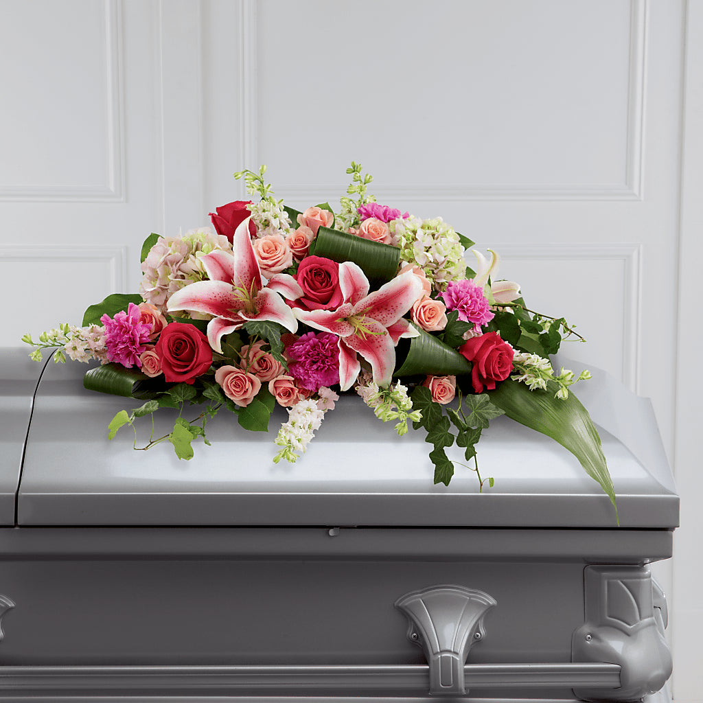 Splendid Grace Casket Spray – Country Cottage Floral Creations, Conroe TX