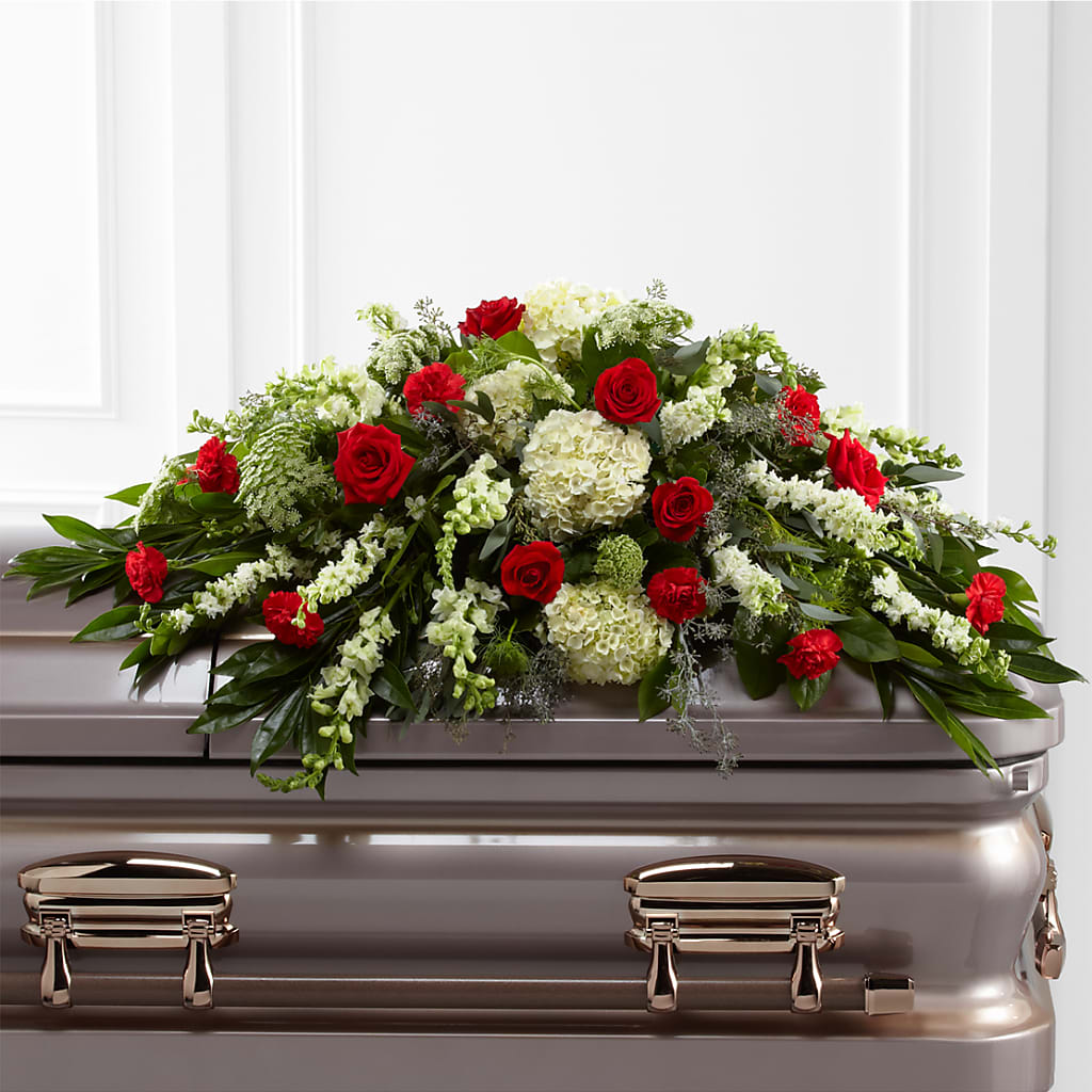 Sincerity Casket Spray – Country Cottage Floral Creations, Conroe TX