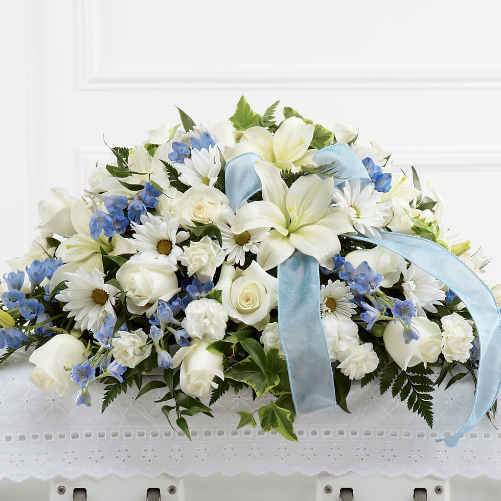 Tender Treasure Casket Spray – Country Cottage Floral Creations, Conroe TX