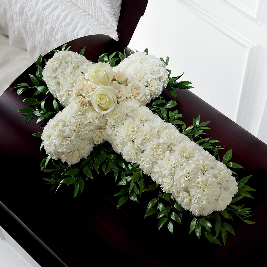 Peaceful Memories Casket Spray (Standard) – Country Cottage Floral Creations, Conroe TX
