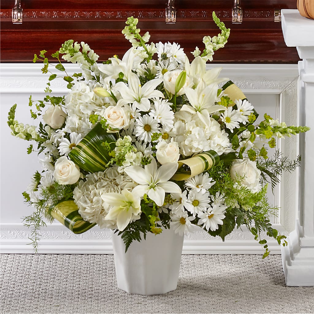 Thoughts of Tranquility Floor Basket – Country Cottage Floral Creations, Conroe TX