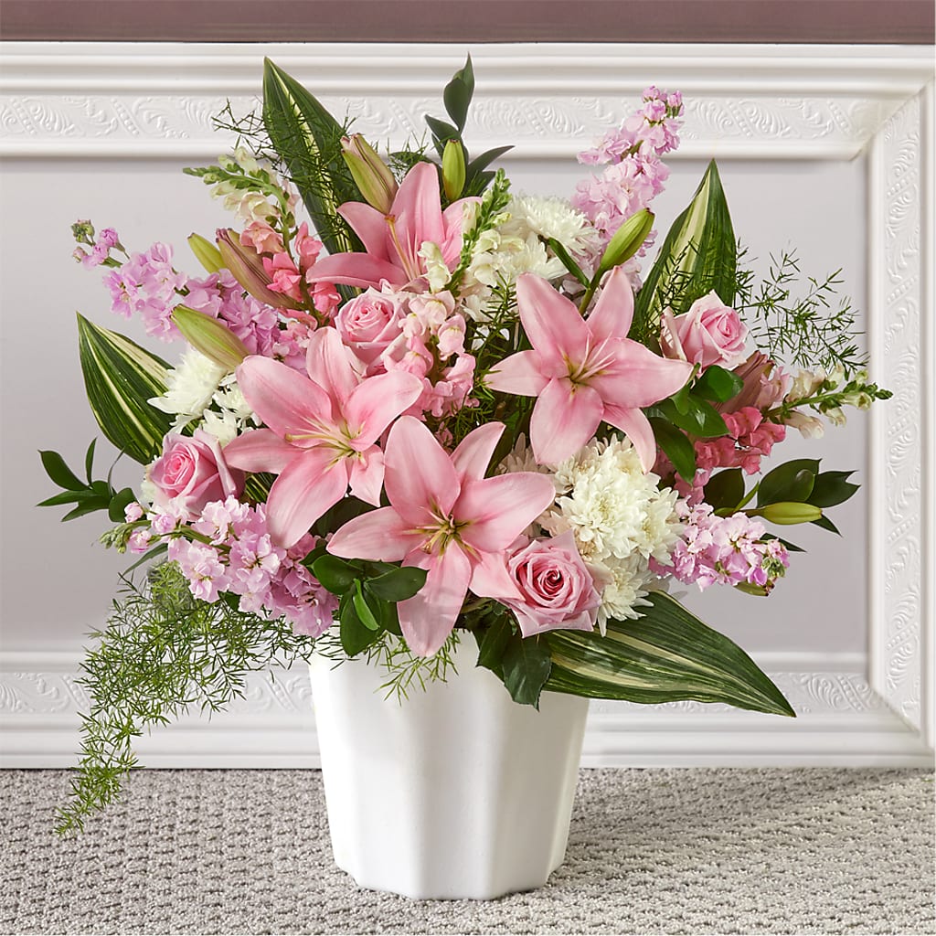 Simply Serene Floor Basket – Country Cottage Floral Creations, Conroe TX