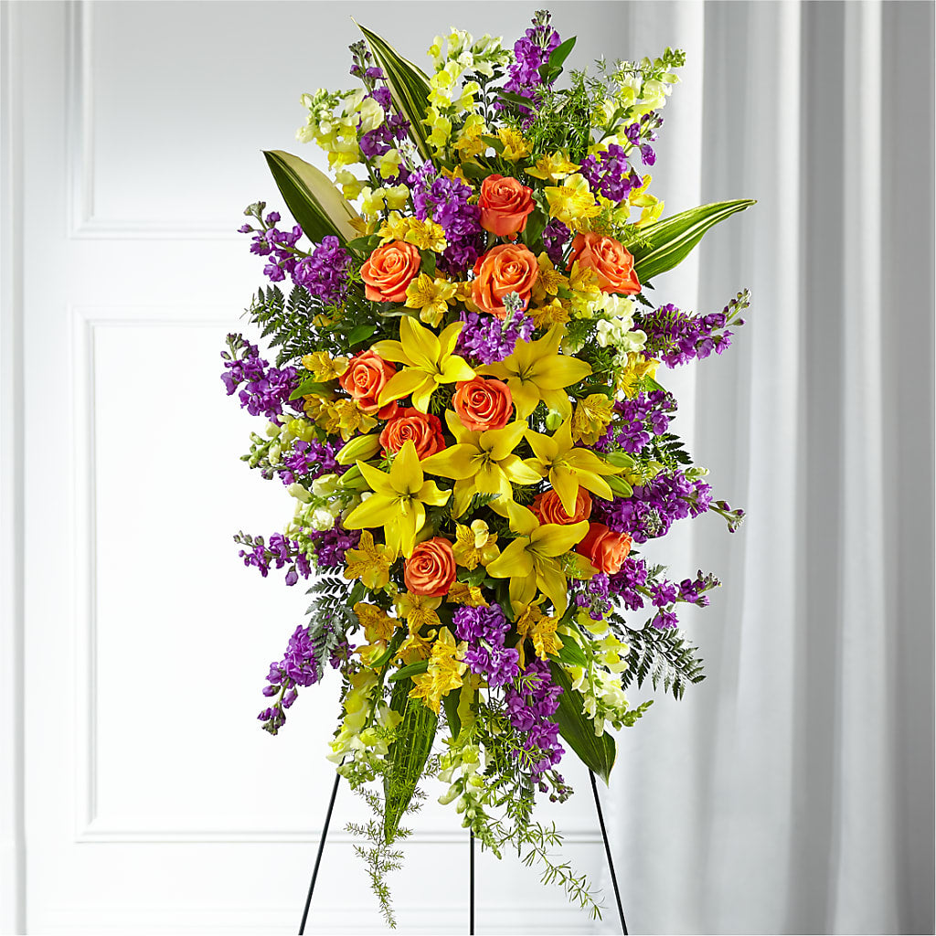 Thoughtful Prayers Standing Spray – Country Cottage Floral Creations, Conroe TX