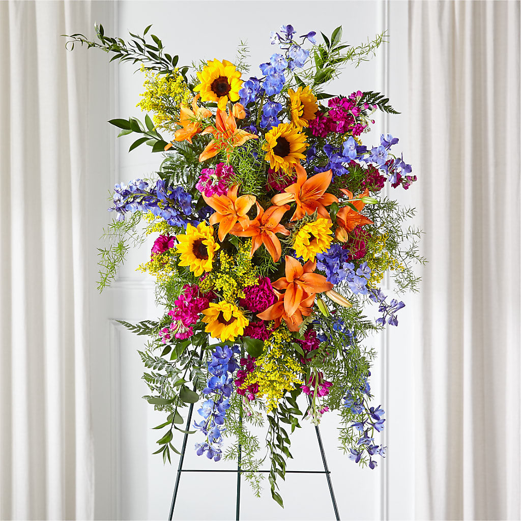 Sunlit Memories Standing Spray (Standard) – Country Cottage Floral Creations, Conroe TX