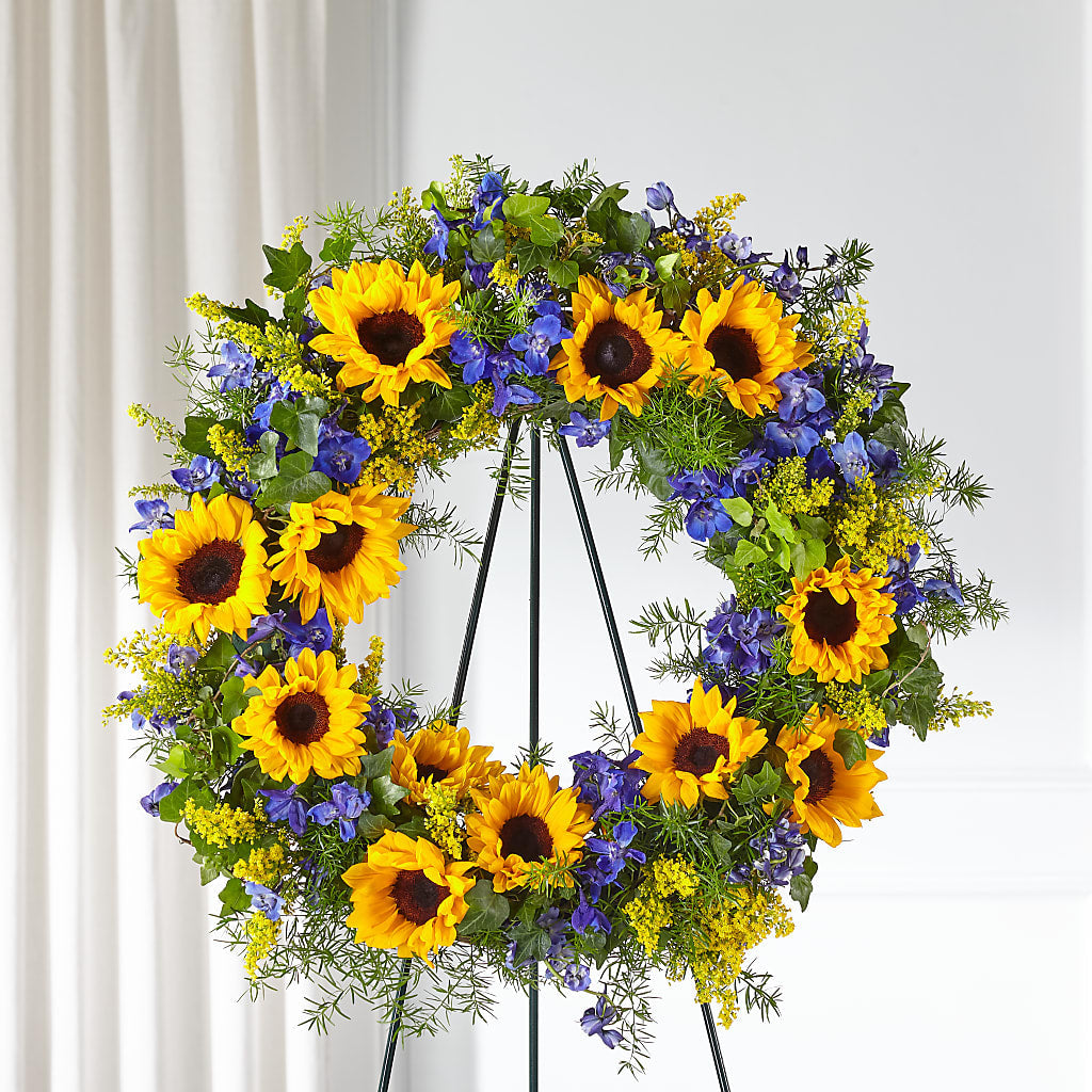 Bright Rays Wreath – Country Cottage Floral Creations, Conroe TX