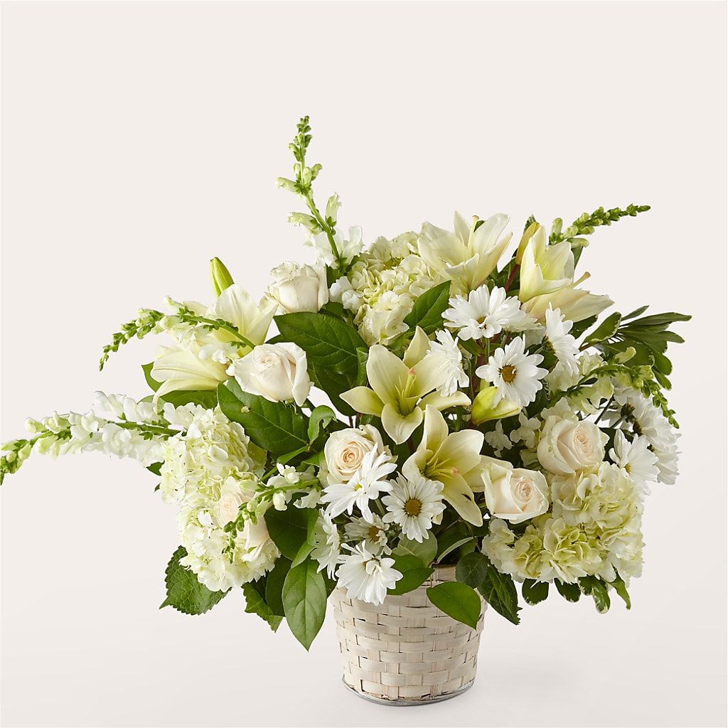 Ivory Elegance Floral Basket – Country Cottage Floral Creations, Conroe TX