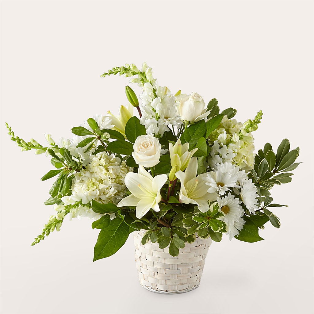 Ivory Elegance Floral Basket – Country Cottage Floral Creations, Conroe TX