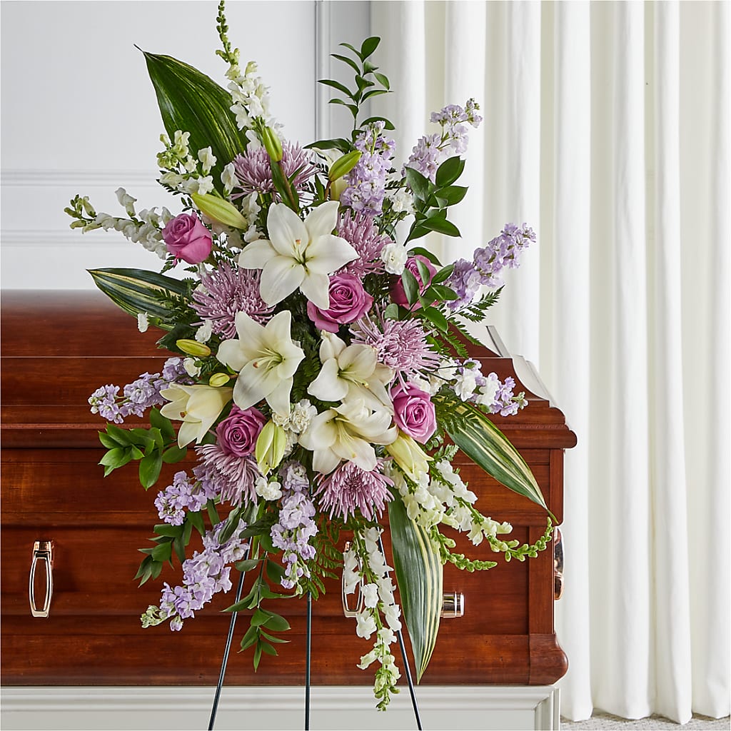 Grateful Hearts Standing Spray – Country Cottage Floral Creations, Conroe TX