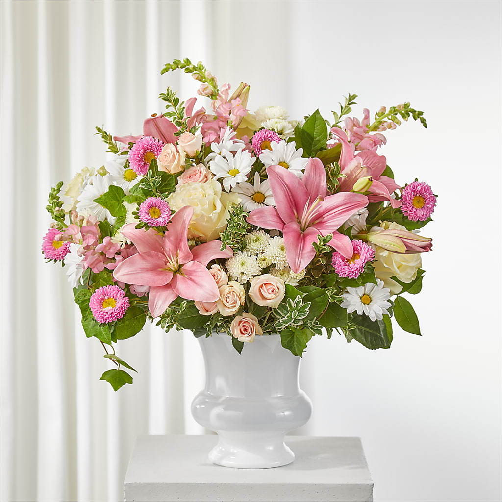 Empathetic Blooms Urn Arrangement – Country Cottage Floral Creations, Conroe TX