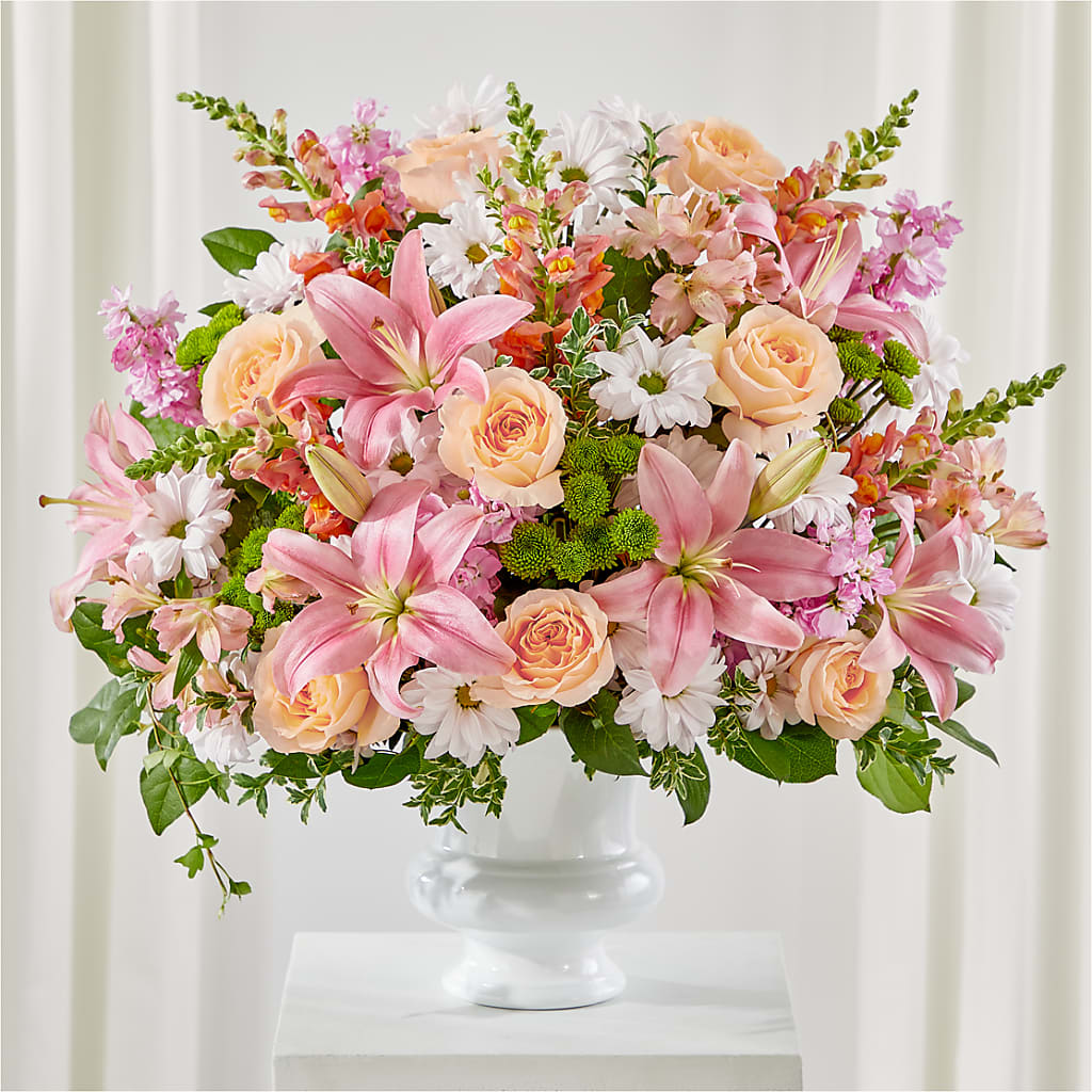 Heartfelt Gesture Urn Arrangement – Country Cottage Floral Creations, Conroe TX