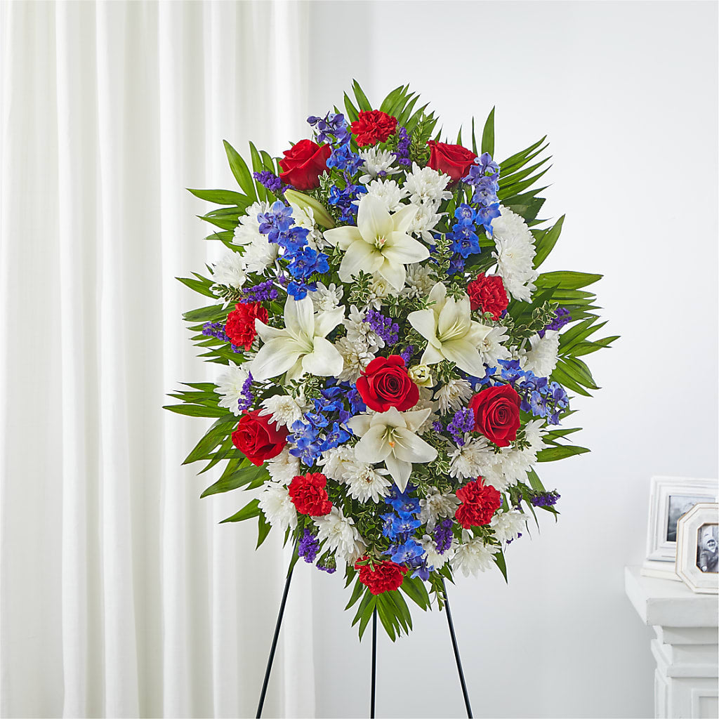 Cherished Service Standing Spray – Country Cottage Floral Creations, Conroe TX