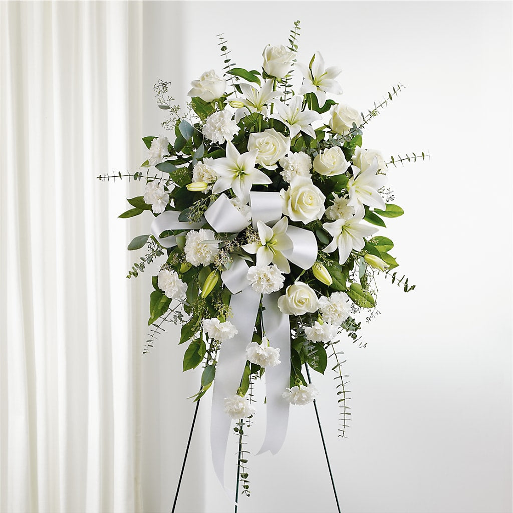 With Care Standing Spray – Country Cottage Floral Creations, Conroe TX