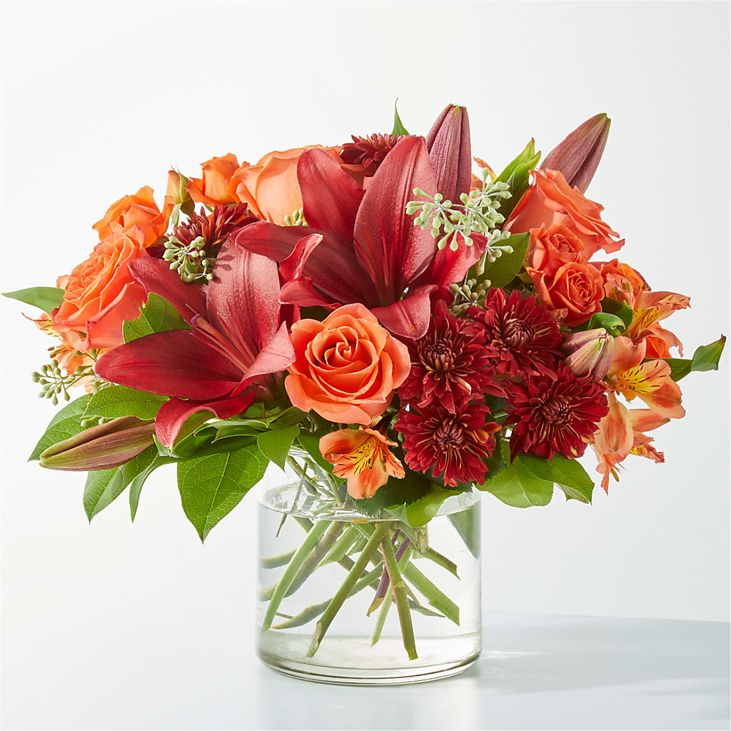 Crimson Leaves Bouquet – Country Cottage Floral Creations, Conroe TX