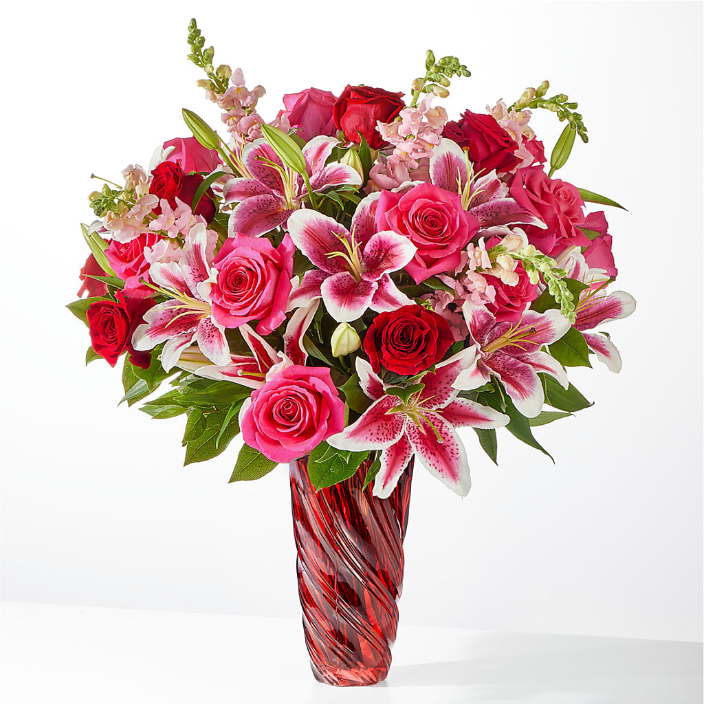 Always You Bouquet with Luxe Swirl Vase – Country Cottage Floral Creations, Conroe TX