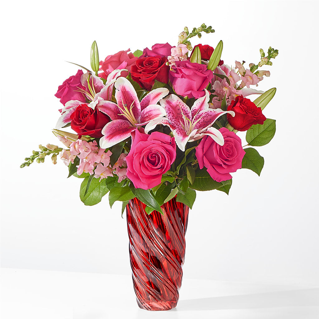 Always You Bouquet with Luxe Swirl Vase – Country Cottage Floral Creations, Conroe TX
