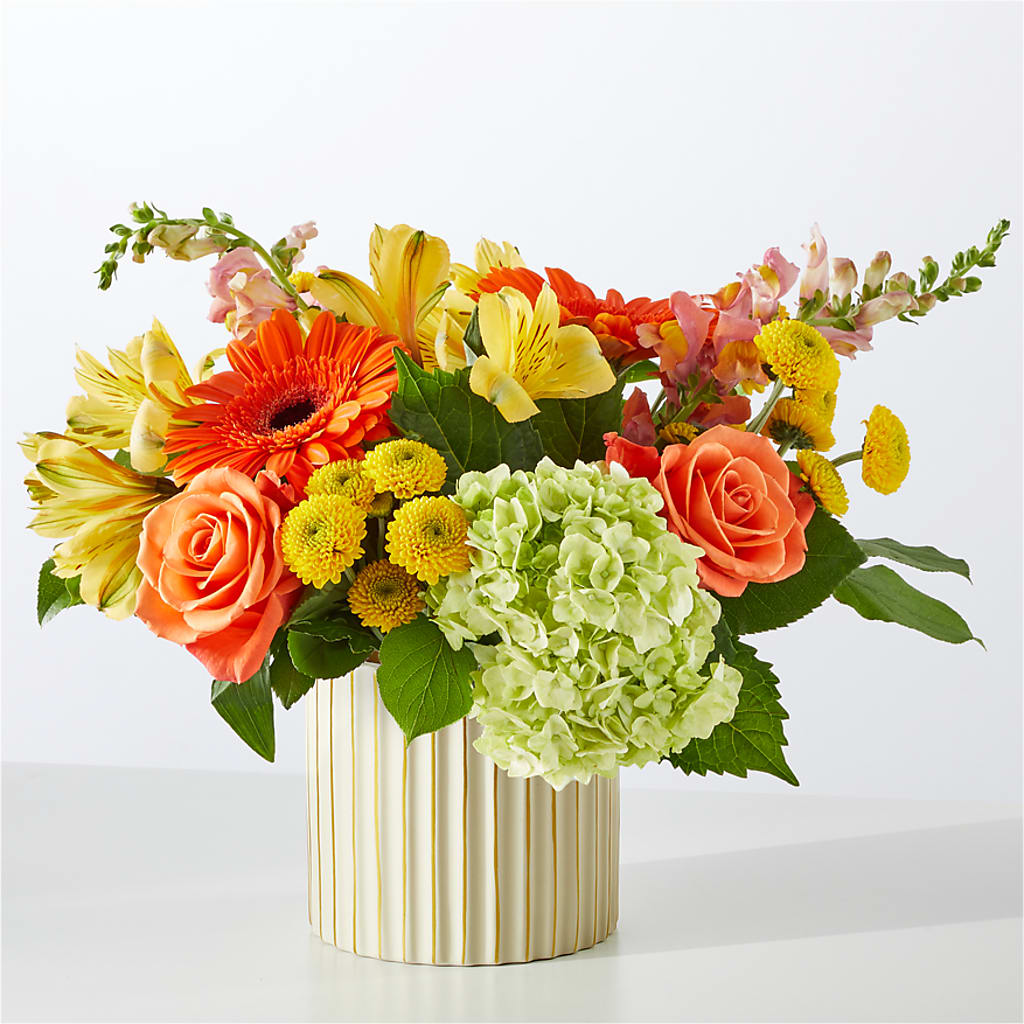 Autumn Sunshine Bouquet with Ivory Vase –  Country Cottage Floral Creations, Conroe TX