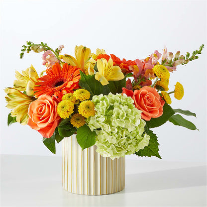 Autumn Sunshine Bouquet with Ivory Vase –  Country Cottage Floral Creations, Conroe TX