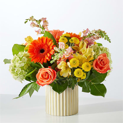 Autumn Sunshine Bouquet with Ivory Vase –  Country Cottage Floral Creations, Conroe TX