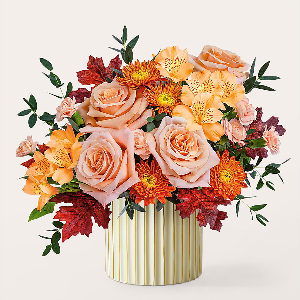 Spiced Latte Bouquet with Ivory Vase –  Country Cottage Floral Creations, Conroe TX