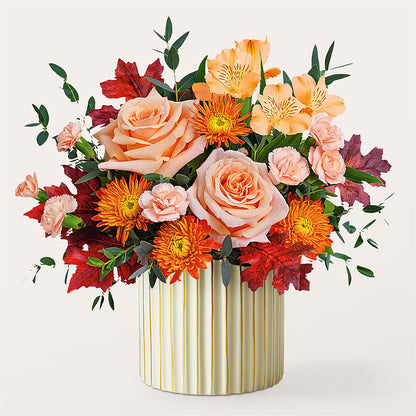 Spiced Latte Bouquet with Ivory Vase –  Country Cottage Floral Creations, Conroe TX