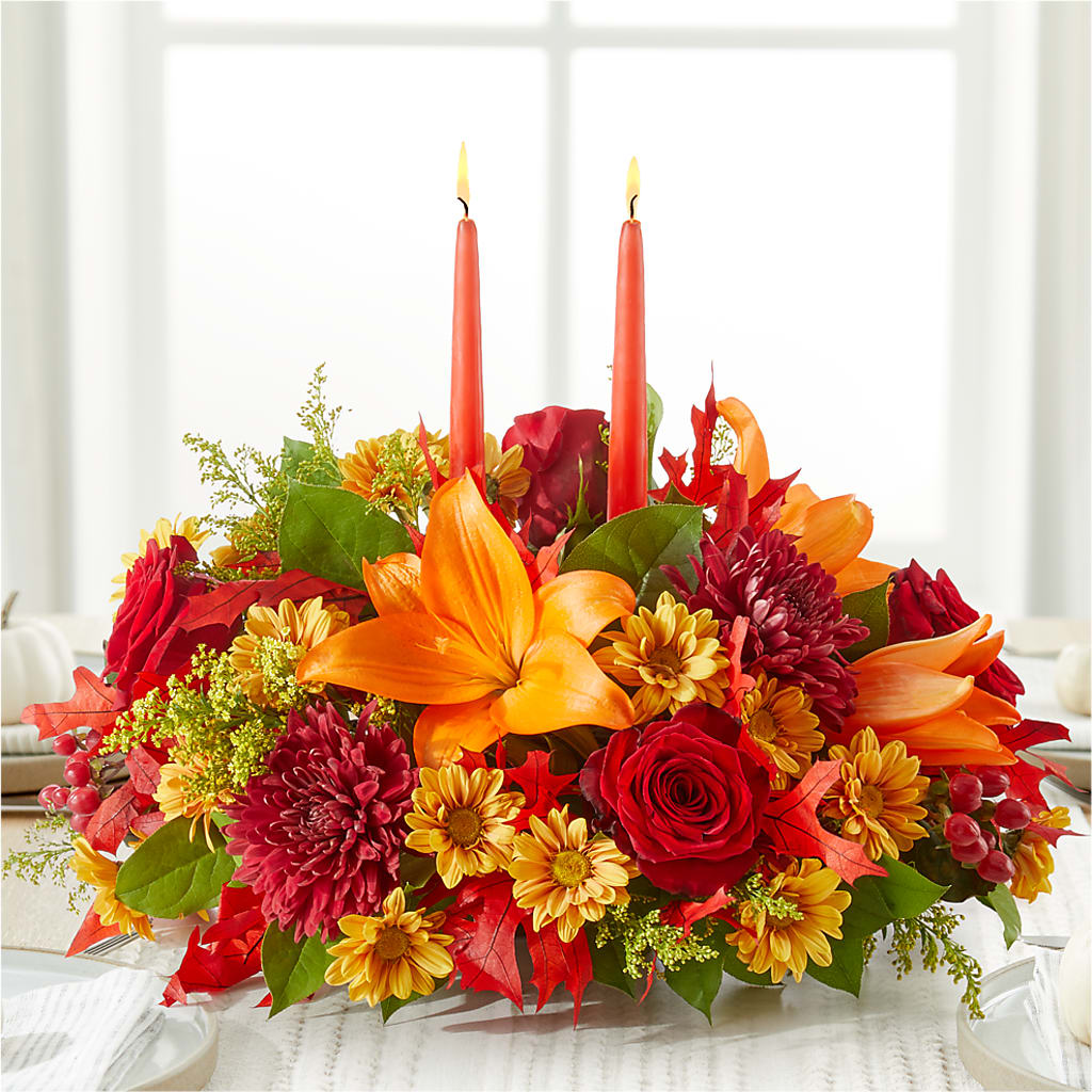 Autumn's Embrace Centerpiece –  Country Cottage Floral Creations, Conroe TX