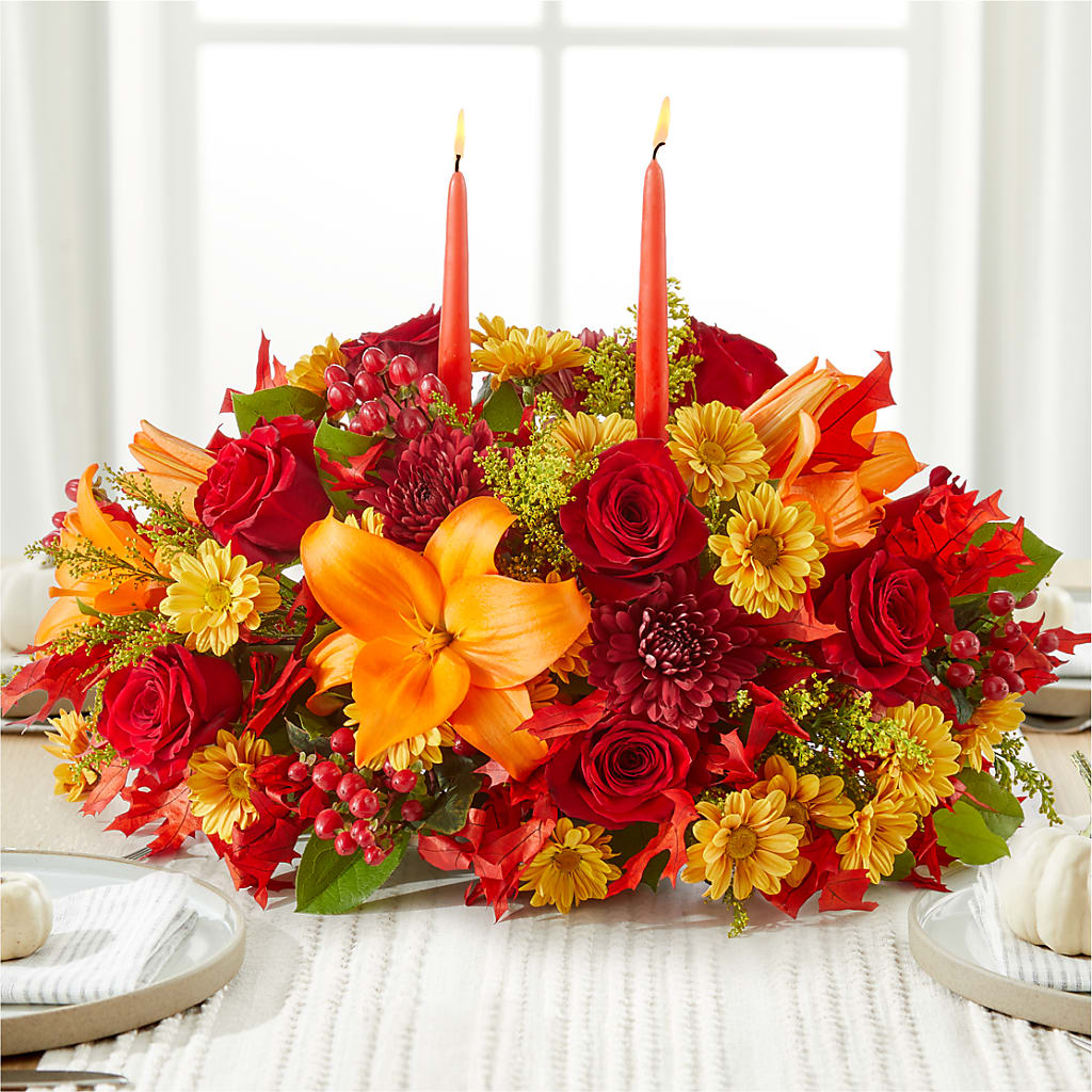 Autumn's Embrace Centerpiece –  Country Cottage Floral Creations, Conroe TX