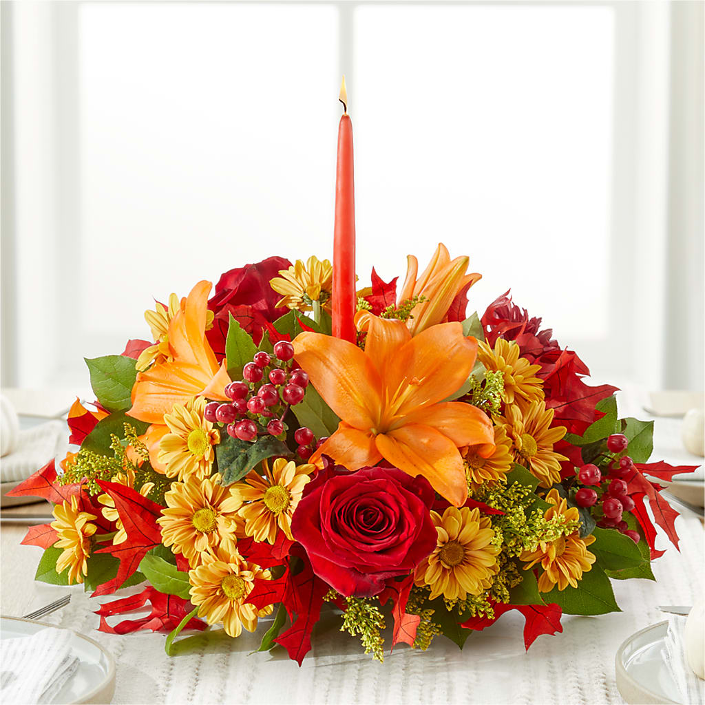Autumn's Embrace Centerpiece –  Country Cottage Floral Creations, Conroe TX