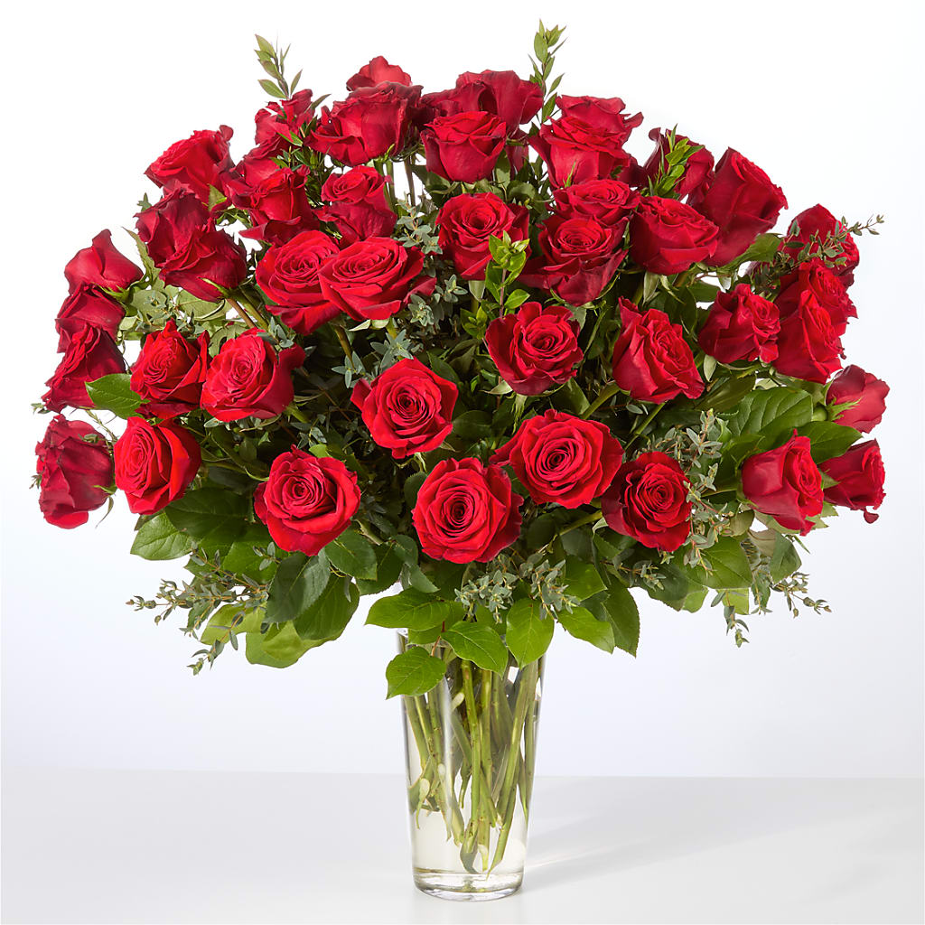 Forever Yours Fifty Stem Red Rose Bouquet –  Country Cottage Floral Creations, Conroe TX
